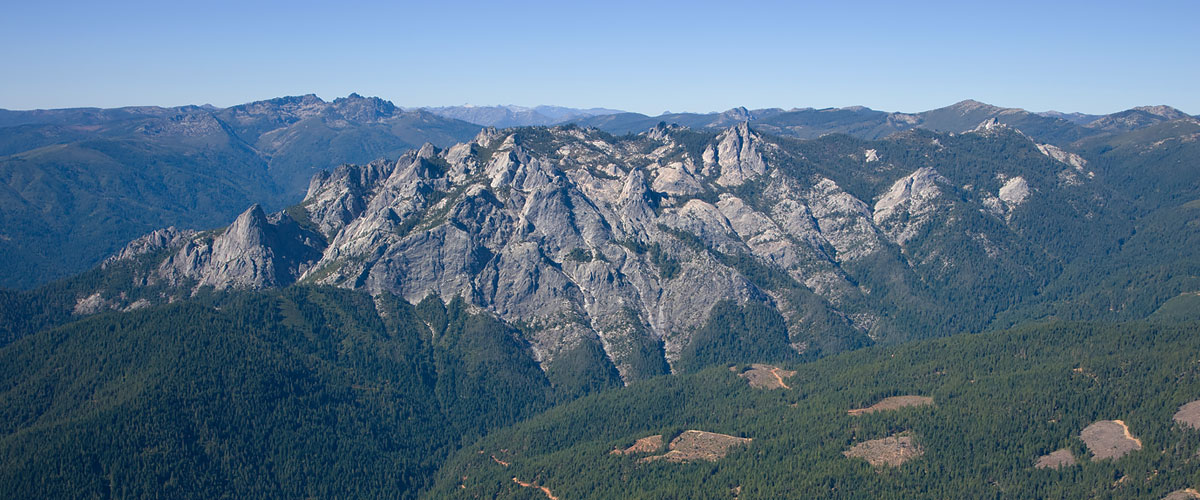 Landscape picture of mountains with forests