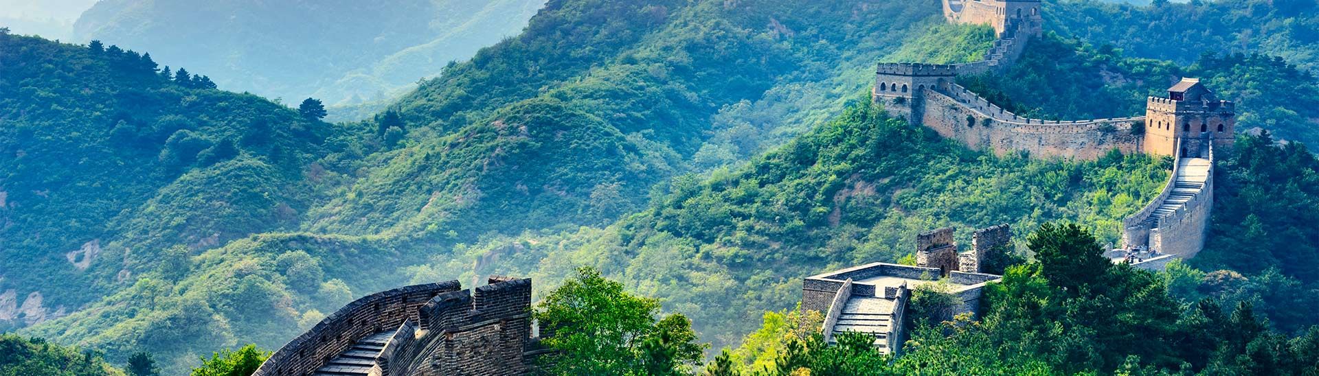 Great Wall of China and Mountains
