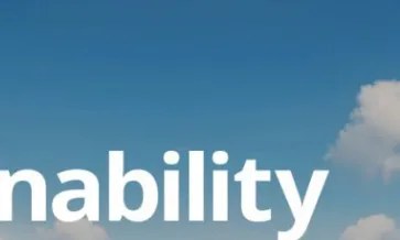 as palavras "segurança + sustentabilidade" sobre um fundo de um céu azul com nuvens